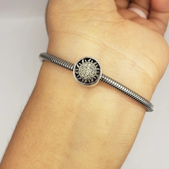 Bracelet Charm You're My Universe Moon Sun Stars Round 925 Sterling Silver Charm - Picture 3 of 7